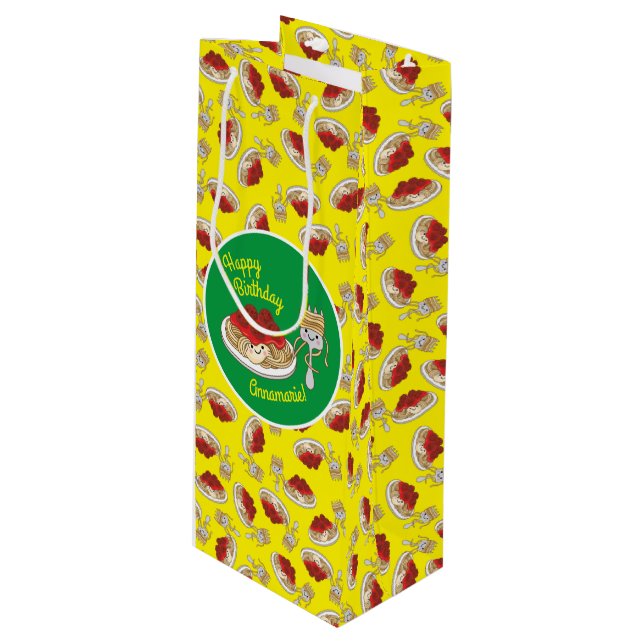 Bolsa Para Vino Cute Spaghetti Kids Birday Fiesta Kawaii (Angulo Anverso)