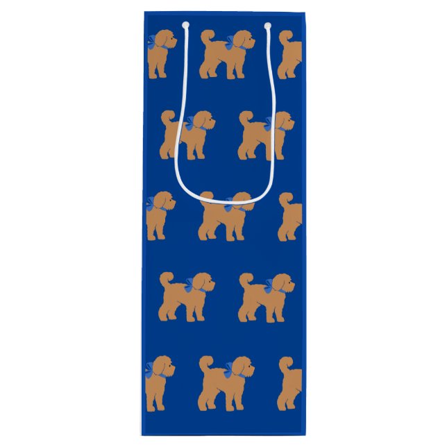 Bolsa Para Vino Cute Tan Doodle Doodle Dog Blue (Anverso)