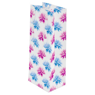 Bolsa Para Vino Dahlia rosa, Dahla azul, patrón floral, flores