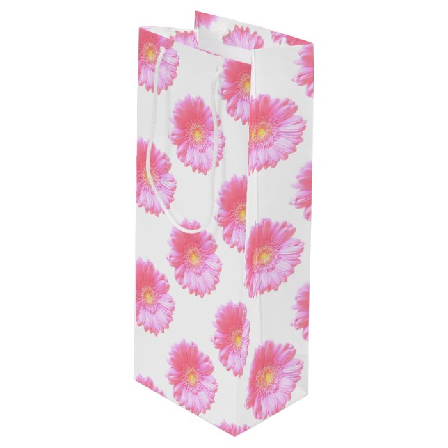 Bolsa Para Vino Daisy gerbera rosa claro (Angulo Anverso)