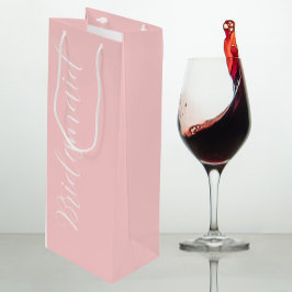 Bolsa Para Vino Dama de Honor Boda Escritura Estilizada Rosa Rubor