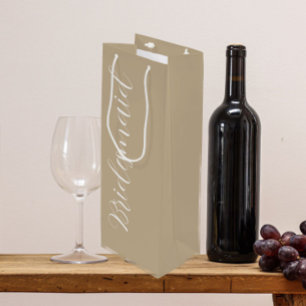 Bolsa Para Vino Dama de honor con escritura estilizada en caqui pa