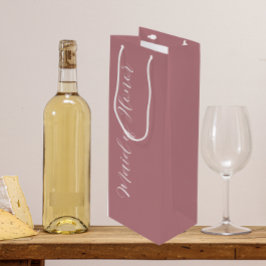 Bolsa Para Vino Dama de Honor con Letra Estilizada Dusty Rose