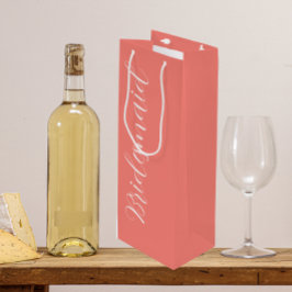 Bolsa Para Vino Dama de honor de boda con letra estilizada de cora