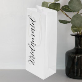 Bolsa Para Vino Dama de honor de boda con letra estilizada en blan
