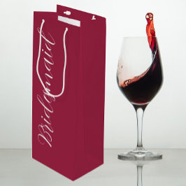 Bolsa Para Vino Dama de Honor de Boda con Letra Estilizada en Rojo