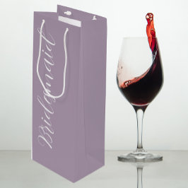 Bolsa Para Vino Dama de honor de boda con letra estilizada malva
