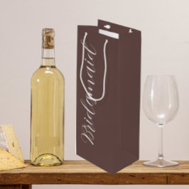 Bolsa Para Vino Dama de honor de escritura estilizada beige