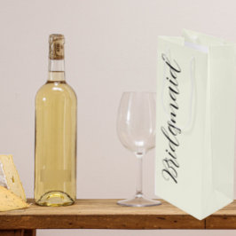 Bolsa Para Vino Dama de honor de escritura estilizada marfil