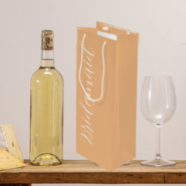 Bolsa Para Vino Dama de honor de escritura estilizada melocotón