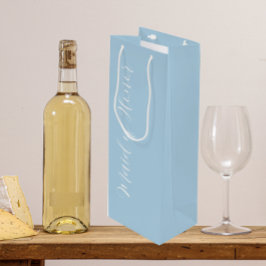 Bolsa Para Vino Dama de Honor de Letra Estilizada Azul Claro