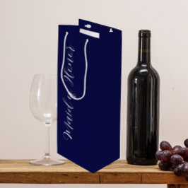 Bolsa Para Vino Dama de Honor de Letra Estilizada Azul Marino