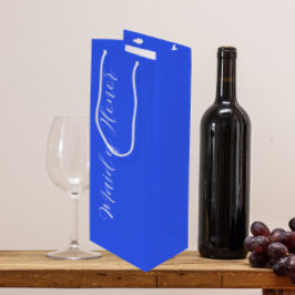 Bolsa Para Vino Dama de Honor de letra estilizada azul real