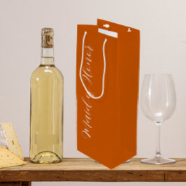 Bolsa Para Vino Dama de Honor de Letra Estilizada Naranja Quemada