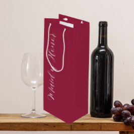 Bolsa Para Vino Dama de Honor de Letra Estilizada Rojo Vino