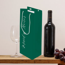 Bolsa Para Vino Dama de Honor de Letra Estilizada Verde Esmeralda