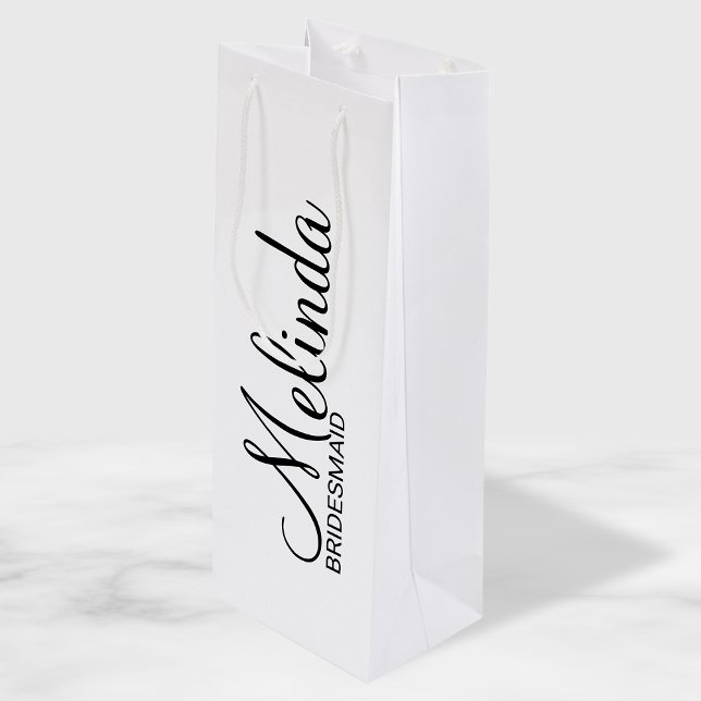 Bolsa Para Vino Damas de Honor Personalizadas Modernas en Blanco y (Subido por el creador)