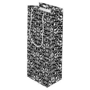Bolsa Para Vino Damasco elegante blanco y negro