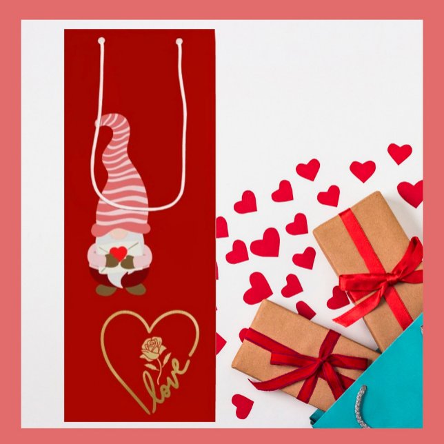 Bolsa Para Vino De Gnome con amor mi San Valentín (Subido por el creador)