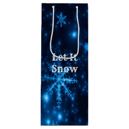 Bolsa Para Vino Deep Blue & Bright Snflakes Let It Snow Regalo Bag