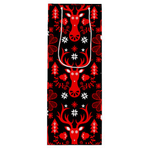 Bolsa Para Vino Deer de Navidades rojos escandinavos