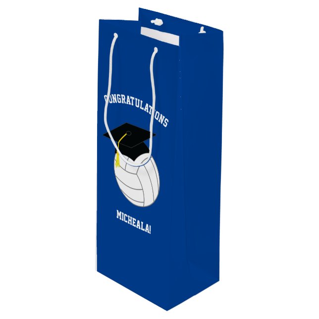 Bolsa Para Vino Deportes de graduación de voleibol azul (Angulo Anverso)