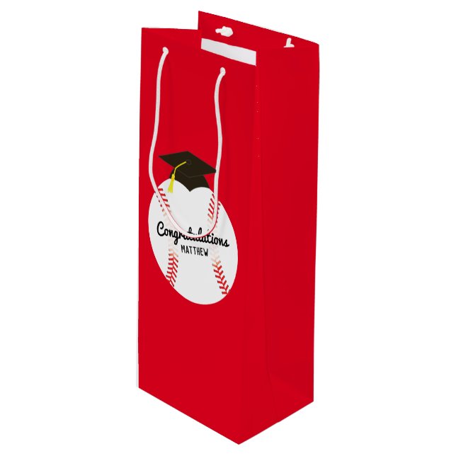 Bolsa Para Vino Deportes del partido de graduación de béisbol (Angulo Anverso)