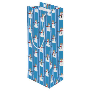 Bolsa Para Vino Detective de Snowman azul divertido y divertido