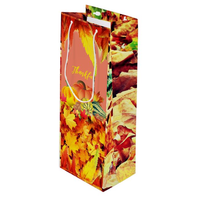 Bolsa Para Vino Día de Acción de Gracias del Vino de Otoño (Angulo Anverso)