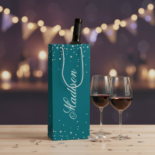 Bolsa Para Vino Diamantes Azules de Puerto Personalizados
