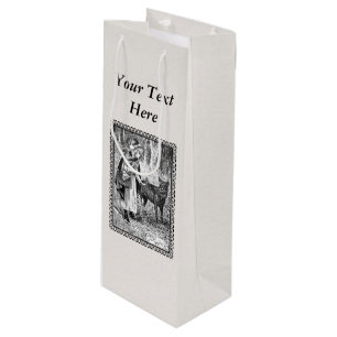 Bolsa Para Vino Dibujo enmarcado del casquillo blanco vintage
