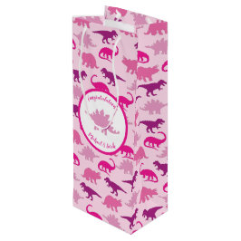Bolsa Para Vino Dinosaurio rosa Baby Shower Cute Dino Chica