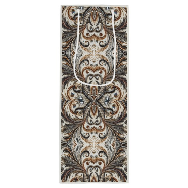 Bolsa Para Vino Diseño barroco glamuroso con piedras de Purpurina  (Anverso)