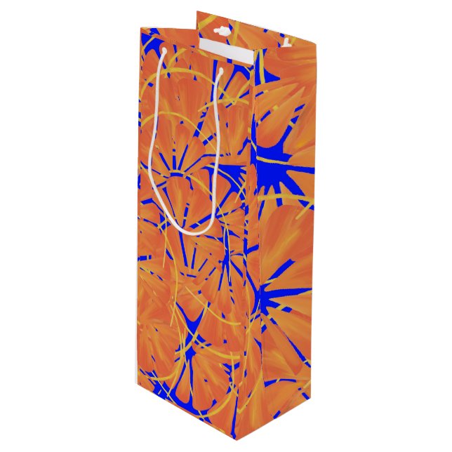 Bolsa Para Vino Diseño de Arte Tropical Royal Blue And Citrus Nara (Angulo Anverso)
