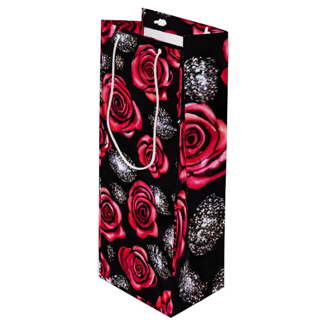 Bolsa Para Vino Diseño de flores (Angulo Anverso)