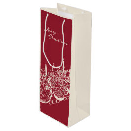 Bolsa Para Vino Diseño Mínimo de Mesa Feliz Navidad Personalizada 