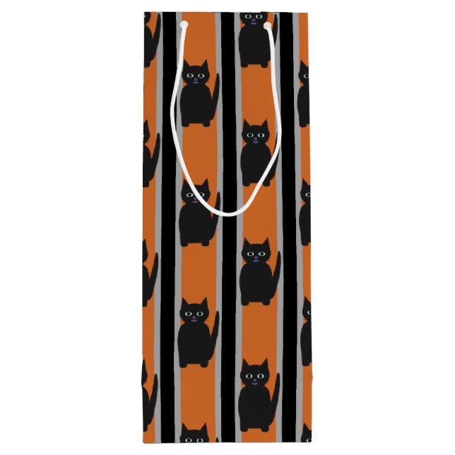 Bolsa Para Vino Divertidos y divertidos gatos negros de Halloween (Reverso)
