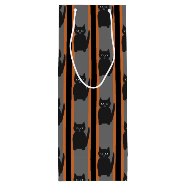 Bolsa Para Vino Divertidos y divertidos gatos negros de Halloween (Reverso)