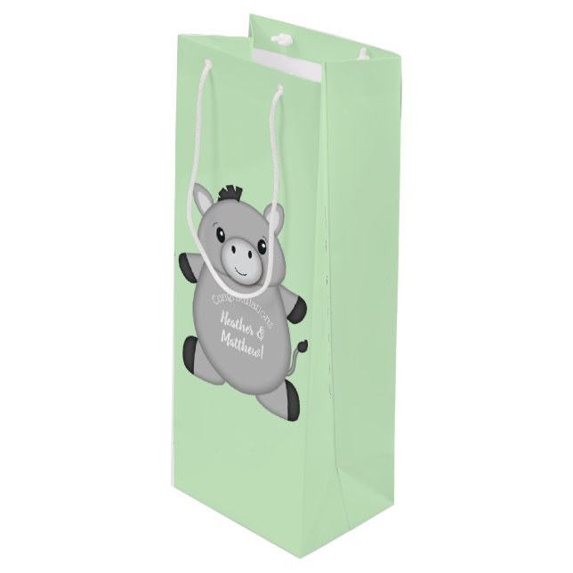 Bolsa Para Vino Donkey Baby Shower Green (Angulo Anverso)