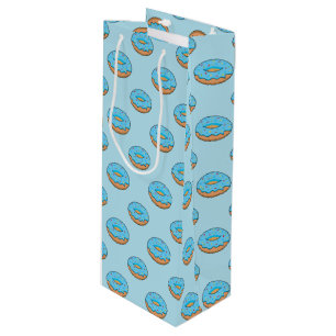 Bolsa Para Vino Donut de escarcha azul con Personalizado Sprinkles