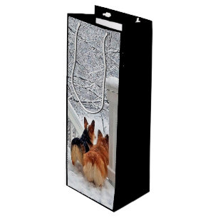 Bolsa Para Vino Dos Corgis en invierno