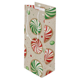 BOLSA PARA VINO DULCES DE MENTA NAVIDEÑOS ROJOS Y VERDES