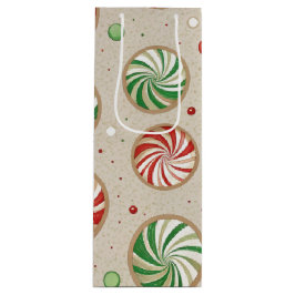 BOLSA PARA VINO DULCES DE MENTA NAVIDEÑOS ROJOS Y VERDES