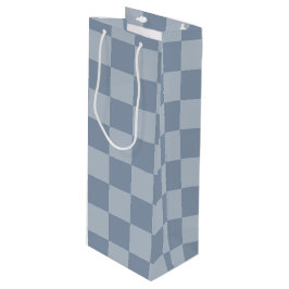 Bolsa Para Vino Dusty Blue Checkerboard
