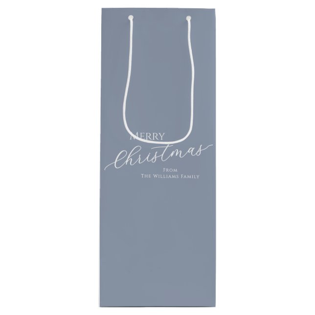 Bolsa Para Vino Dusty Blue Modern Minimalist Merry Christmas (Anverso)