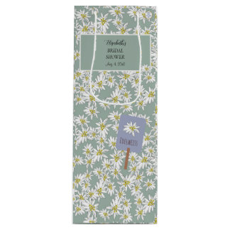 Bolsa Para Vino Edelweiss Dibujada a Mano Elegante Verde Salvia Al
