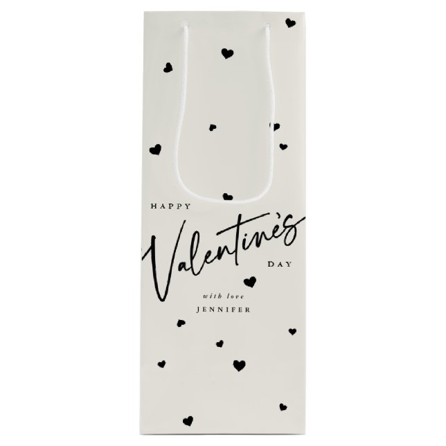 Bolsa Para Vino El día de San Valentín de letra de guión elegante  (Anverso)