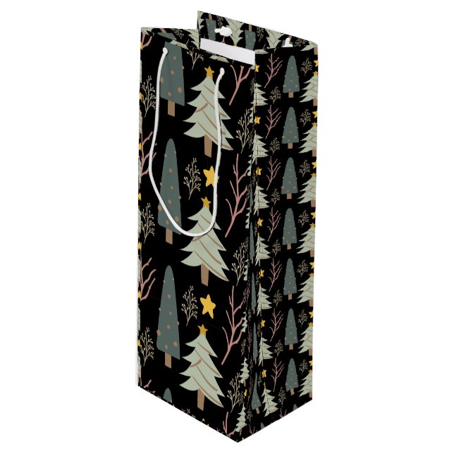 Bolsa Para Vino El patrón de los árboles de invierno hace que los  (Angulo Anverso)