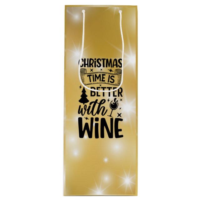 Bolsa Para Vino El tiempo de los navidades es mejor con el vino -  (Anverso)