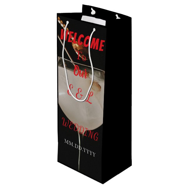Bolsa Para Vino Elegant Custom Wedding Wine Invitation Gift Bag (Angulo reverso)